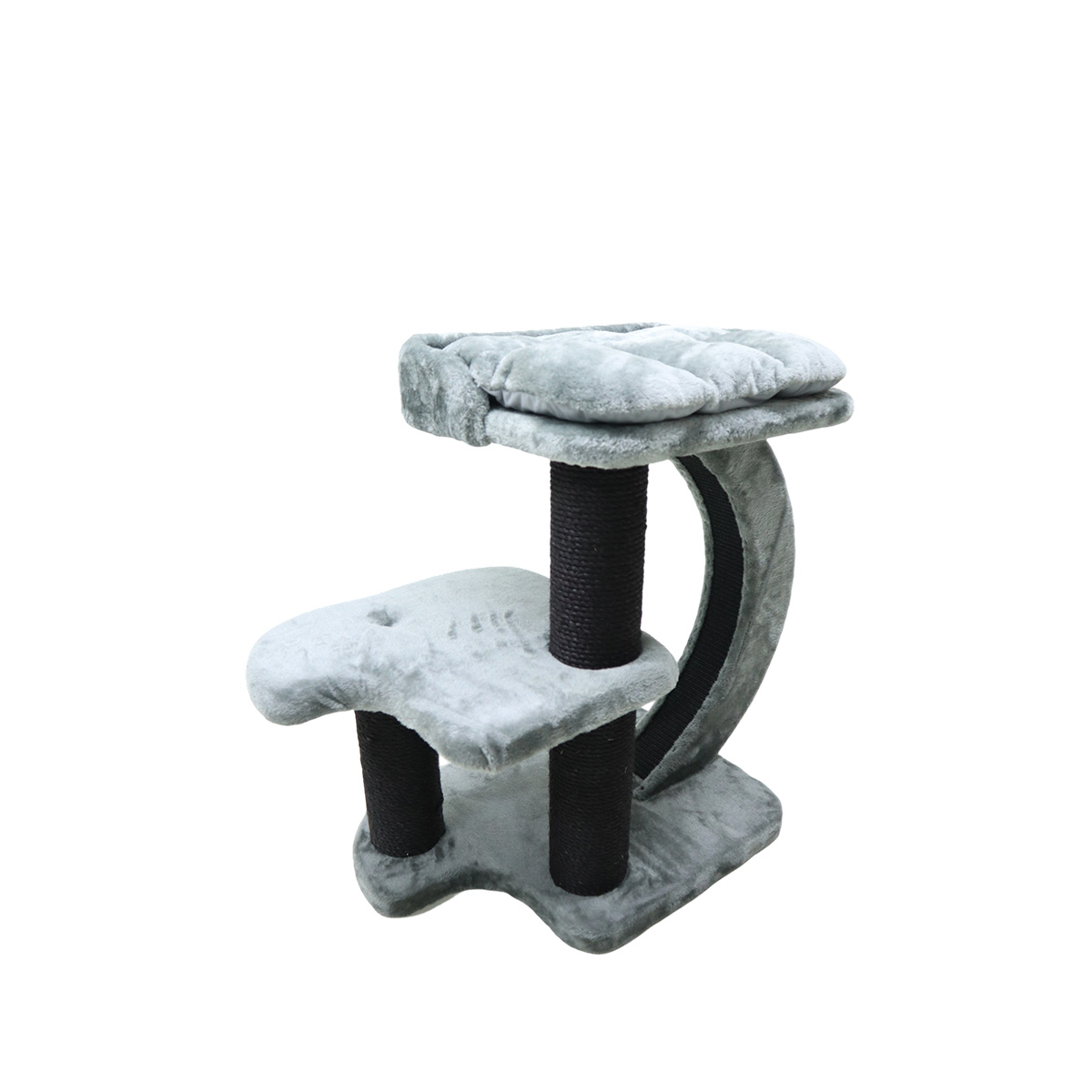 Grey Plush Cat Tree with Sisal Posts